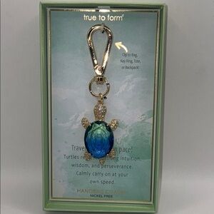 True to Form Turtle Keychain with Blue Gem
